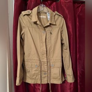 Levis Utility Field Jacket Womens M Khaki Brown Denim Long Sleeve